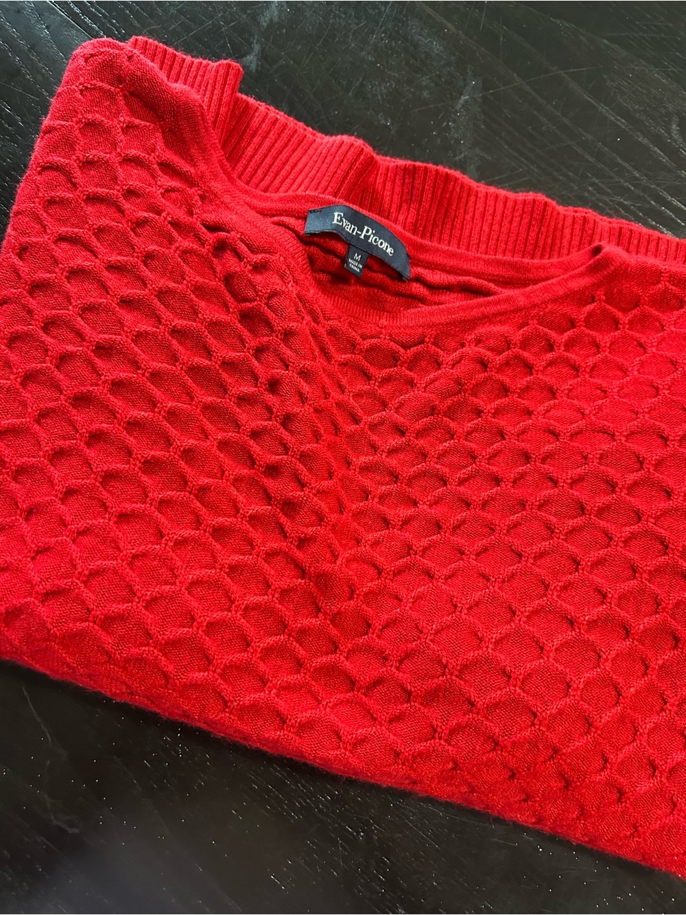 Evan-Picone Red Textured Short Sleeve Sweater 🔥